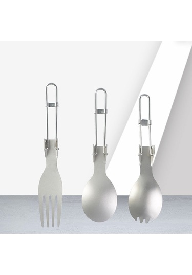 Dofolink Kamp Ve Seyahat İçin Taşınabilir Çelik Katlanabilir Kaşık-çatal, Dışarıda Yemeğe Uygun, Hafif Ve Dayanıklı Çok Renkli