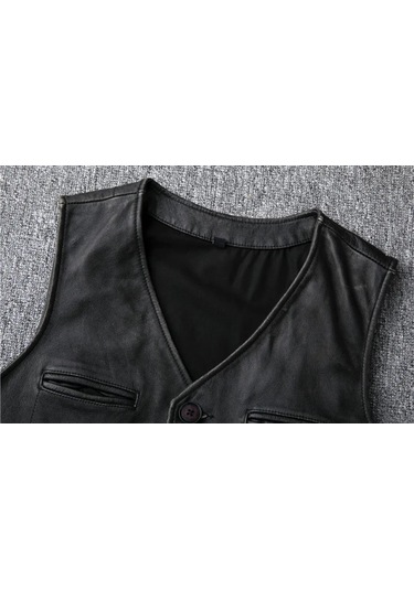 Hakiki Kuzu Derisi Kapaklı Yelek