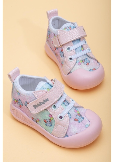Şirinbebe Şiringenç Keten Pudra Kız İlkadım Bebek Çocuk Ayakkabısı-2893-pudra Pudra