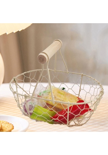 Suntek Tel Yumurta Sepeti Retro Rustik Demir Depolama Çiftlik Beyaz