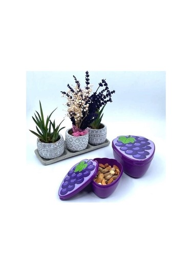 Buffer 2'li İç İçe Geçebilen Üzüm Model Saklama Ve Beslenme Kabı Seti 550 Ml + 250 Ml Çok Renkli