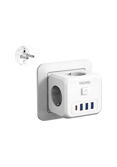 Ganzhoushop Yeni X X W Usb Type-c Termal Priz Priz Nesil Lencent Korumalı İn Duvar Akım 7 4000 3'lü 3 1 1 Ak Kablosuz