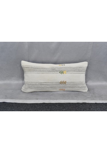 Zehra Abla Halı Yeni El Dokuma Dekoratif Lumbar Kilim Kırlent Yastık Kılıfı 6641 Çok Renkli