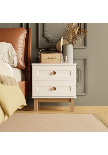 3780 Desa 2 Çekmeceli Mdf Profil Ayaklı Komodin Beyaz - Sepet