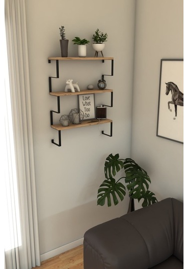 Metal Ayaklı Duvar Rafı, 3 Katlı Duvar Rafı, Kitaplık, Saksılık, Banyo, Mutfak, Salon, 60 70 15 Cm Atlantik Çam Metal Ayaklı Duvar Rafı, 3 Katlı Duvar Rafı, Kitaplık, Saksılık, Banyo, Mutfak, Salon, 60 70 15 Cm Atlantik Çam