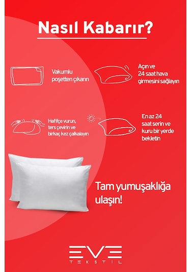 Eve Tekstil Micro Silikon Elyaf Nonwoven Yıkanabilir Antialerjik Yastık 6'lı 50 x 70 CM 700 G Beyaz