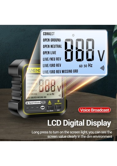 Pazly Aneng 5 Fonksiyonlu Priz Test Cihazı - Kaçak Akım, Faz Kontrol, Abd/ab Uyumlu