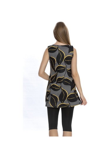 Sıfır Kol Taytlı Yarı Kapalı Mayo 152-506 Siyah Siyah