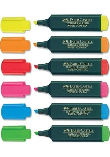 Fosforlu Kalem 6 Lı 1 Paket Textliner Canlı Renkler Kesik Uçlu İşaretleme Kalemi Sarı Turuncu Kırmızı Pembe Mavi Yeşil Çok Renkli