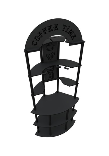 Ristretto Kahve Köşesi Rafı Siyah Siyah