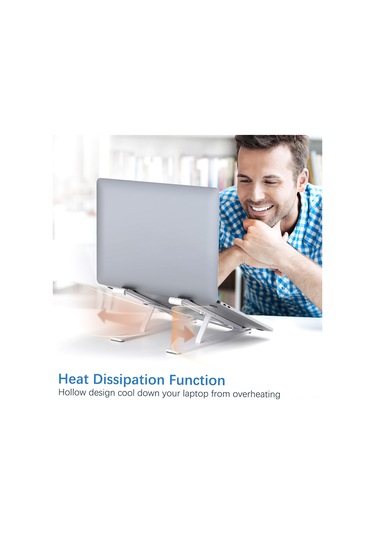 Kangvka Alüminyum Klaptop/tablet Tutucu, Ergonomik Yükseklik Ayarı, Isı Dağıtımı, 8-17.3 İnç Uyumlu, Taşınabilir Katlanabilir, Anti-skayma Gümüş