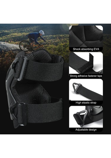 Moveevo Mt354-hx Spor Diz Koruyucu - Dayanıklı Pe Kabuk Ve Yumuşak Yastık, Bisiklet, Kayak, Motosiklet İçin Şok Emici Ve Konforlu Siyah