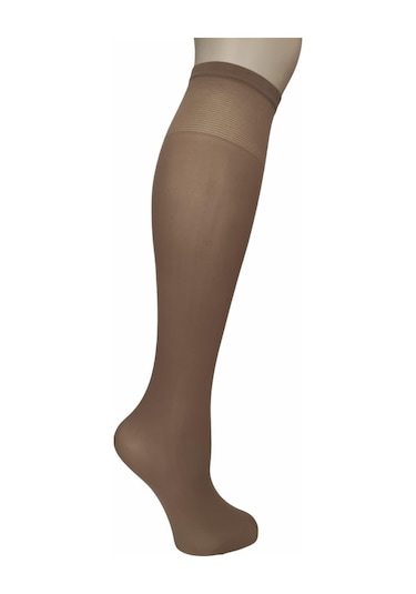 12'li Set Diz Altı Kalın Ten Göstermeyen Kadın Masaj Çorap-bronz Bronz