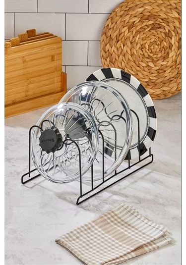 Magic Objects Metal Siyah Tava Ve Tencere Kapağı Düzenleyici Tava Organizeri Siyah