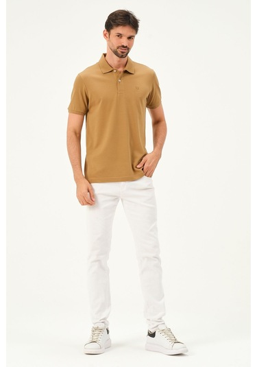 Classıc Pamuk Regular Comfort Erkek Polo Yaka Tişört Camel