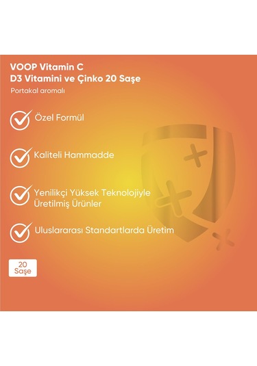 Voop C Vitamini D3 Vitamini ve Çinko 20 Saşe