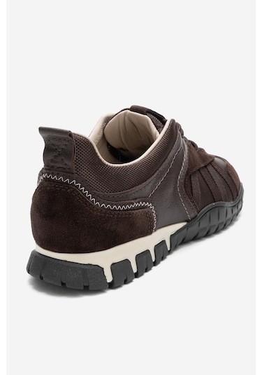 Fıera Kahverengi Hakiki Deri Fileli Kadın Günlük Sneaker Kahverengi