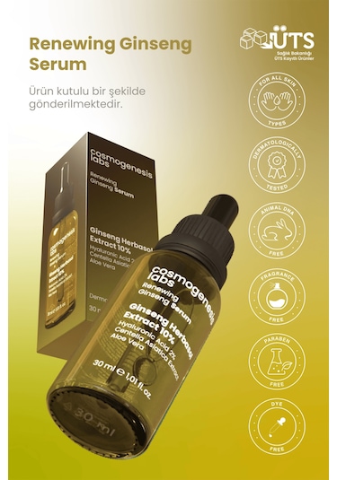 Cosmogenesis Labs Ginseng %10 Serum 30ml - Cilt Onarıcı Yenileyici Bariyer Güçlendirici Elastikiyet Artırıcı Vegan