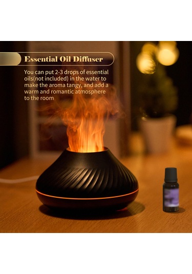 Padalink Ev İçin 7 Renkli Işıklı Simülasyon Alevi Aromaterapi Nebulizatörü, Otomatik Kapanma Özelliği İle Nemlendirici Ve Kokusu Saçan Cihaz