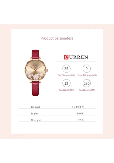 Leezsing Curren 9068 Kadın Klasik Kuvars Saat, 3atm Su Geçirmez Deri Kayış, Günlük Kullanım İçin Şık Ve Rahat Çok Renkli