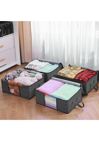 Trendooze 6 Parça Giysi Saklama Çantası Gri Montlar Katlanabilir Yatak Gri