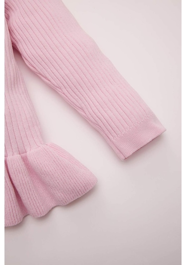 DeFacto Kız Bebek 2'li Takım Uzun Kollu Düğmeli Kazak Beli Lastikli Triko Alt C9762A524WNPN105 Pembe DeFacto Kız Bebek 2'li Takım Uzun Kollu Düğmeli Kazak Beli Lastikli Triko Alt C9762A524WNPN105 Pembe