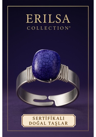 Sertifikalı Doğal Mor Akik Taşı Yüzük Ayarlanabilir Kalın Tımbıl Kasa Mor