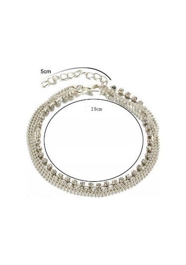 Sones Zincir Bileklik Bacak Ayak Bileziği Kadın Basit İnce Ayarlanabilir Tel Bilek Yaz Plaj Takısı Gümüş