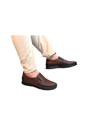 Fiyra Fth02 Kahverengi Hakiki Deri Kaymaz Bağacaksız Erkek Ayakkabı Kahverengi