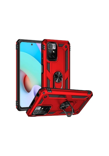 Xiaomi Redmi 10 Kılıf Sofya Yüzüklü Standlı Zırhlı Silikon Kılıf