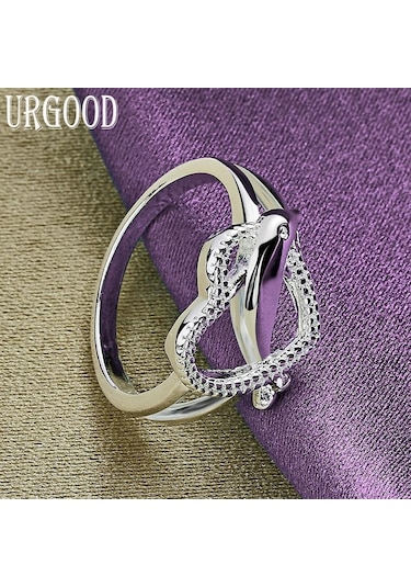 925 Ayar Gümüş Aaa Zirkon Yunus Kalpli Yüzük Moda Takı 10