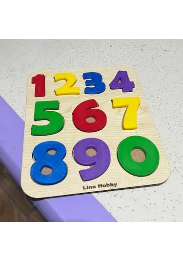 Çocuklar İçin Renkli Sayı Puzzle - Ahşap Tabanlı 3d Rakamlar 20x17 Cm - Eğlenerek Öğrenme Sayılar + Harfler