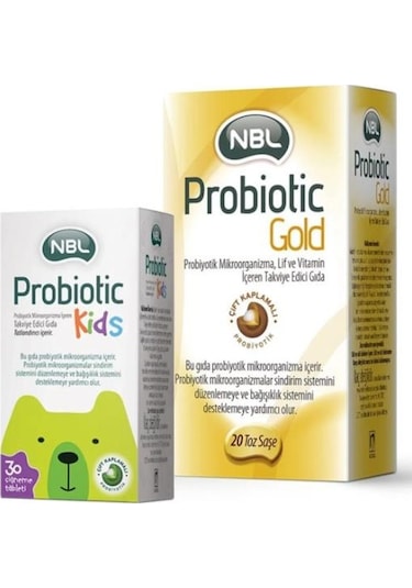 NBL Probiotic Kids 30 Çiğneme Tableti+NBL Probiotic Gold 20 Stick Saşe