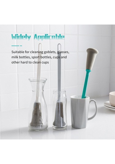 Monyee Beyaz Uzun Saplı Sünger Bardak Fırçası - Tüm Bardak Türlerini Temizler, Aslanabilir, Yumuşak Ve Kırıcı Olmayan