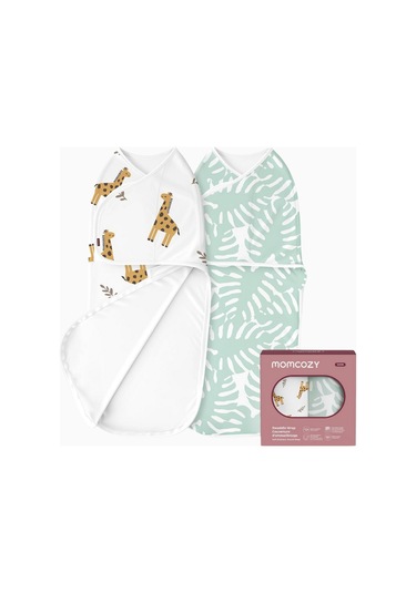 Momcozy Bebek Kundağı 0-3 Ay Bambu Viskon 2 Li Set Kundak Giraffe Leaves