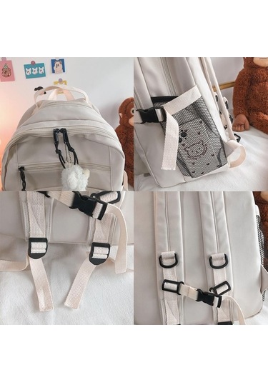 Luckydog Moda Büyük Öğrenci Mavi Sırt Çantası Kadın Yüksek Kapasiteli Okul Çantası Kız Sevimli Seyahat Mochila Rozeti Mavi