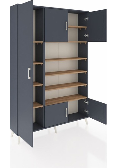 Arges Dolap 10 Raflı 5 Kapaklı 132x30x195 Antrasit-antrasit/çam Antrasit