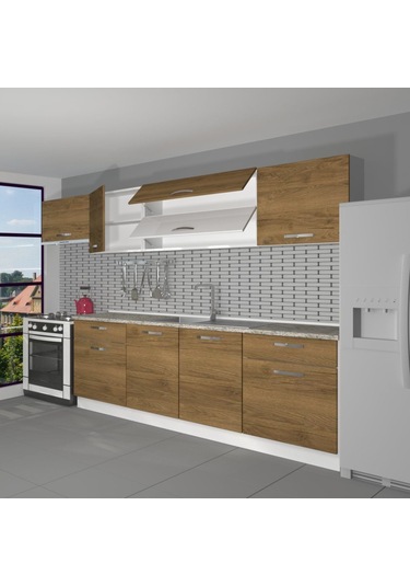 Decoraktiv Prestij 280 Mdf Hazır Mutfak Dolabı - Tezgah Dahil - Naturel Pera Meşe