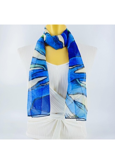 Paredora Didim Mavi Uzun Fular Çok Renkli