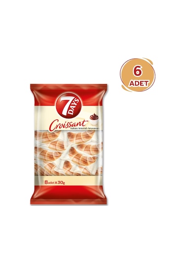 7Days Kakao Kremalı Kruvasan 8'li Paket x 6 adet