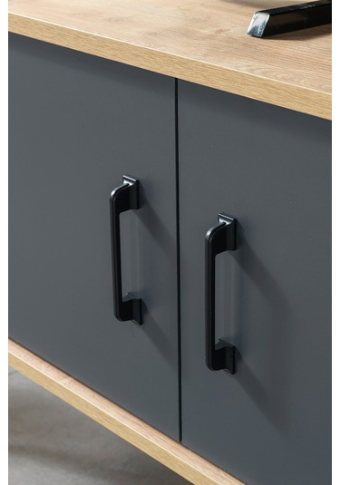 3609 Şile Metal Ayaklı Metal Kulplu 160 Cm Tv Ünitesi Antrasit - Safir Antrasit - Safir