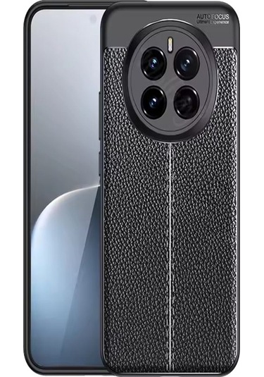 Adige Honor Magic 7 Pro Uyumlu Kılıf Niss Deri Desen Silikon Siyah