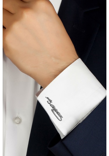 Atatürk İmzası 925 Ayar Erkek Gümüş Kol Düğmesi 201021364