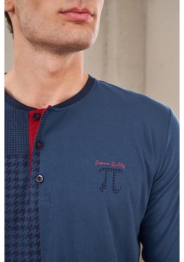 Pjs 23706 Erkek Patlı Baskılı Pijama Takım İndigo
