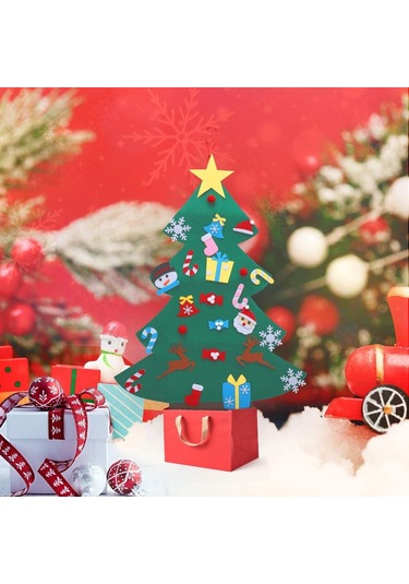Çocuklar İçin Çıkarılabilir Klb'li Kendin Yap Keçe Noel Ağacı Ve Noel Ağacı Süsleme Seti