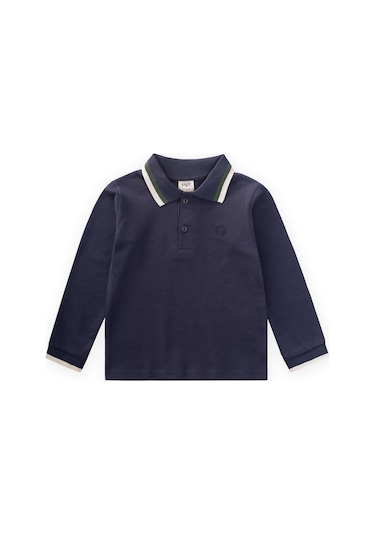 Uzun Kollu Polo Yaka T-shırt 2-14 Yaş Lacivert Lacivert