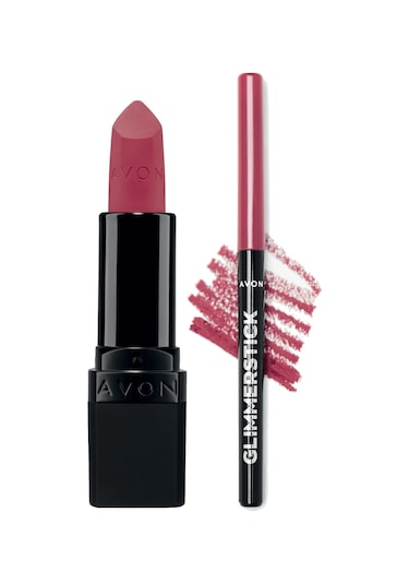 Avon Glimmerstick Dudak Kalemi Pink Bouquet + Ultra Mat Ruj Mauve Matters