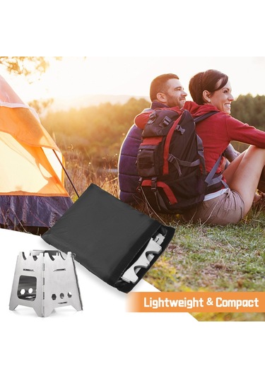 Vkemall İki Bir Arada Açık Katlanabilir Alkol Sobası Odun Sobası Kamp Mini Taşınabilir Katlanabilir Alkol Sobası Orta Gümüş