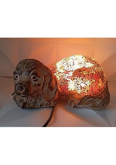 Köpek Mozaik Lamba Yatak Odası Bebek Odası Gece Lambası Masa Üstü Ev Dekorasyon Çok Renkli