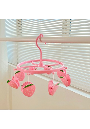 Çorap, İç Çamaşırı, Küçük Giysiler İçin Pembe Çilek Plastik Askılı Kurutma Askısı Diğer